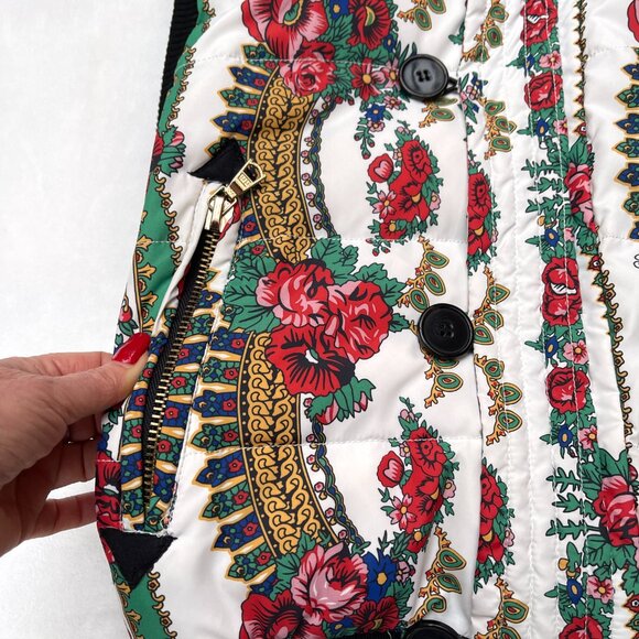 Love couture flower puffer hooded vest M - Picture 13 of 14
